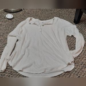 Old Navy White Swoop Long Sleeve Henley